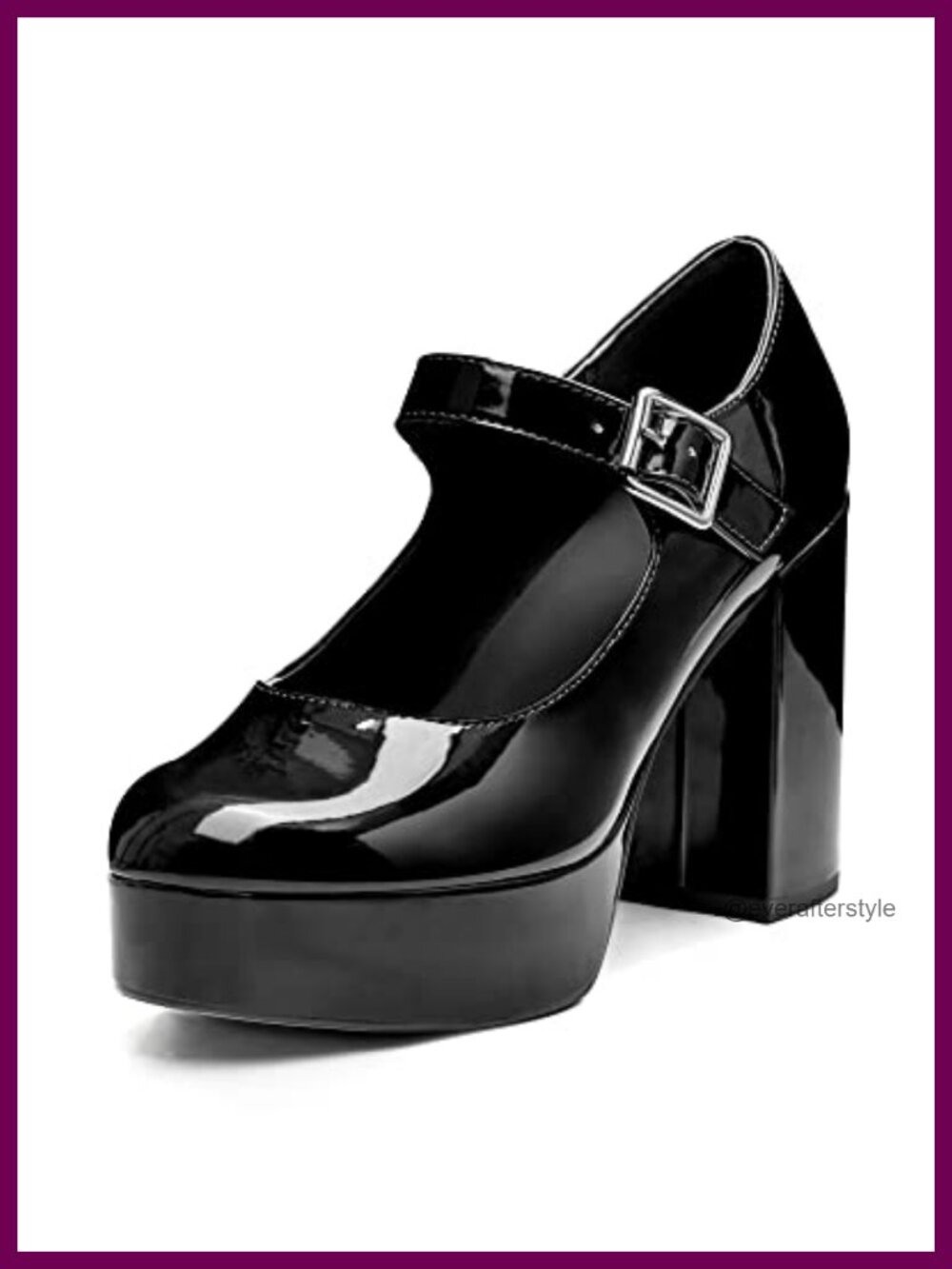Women's T-Strap Chunky Platform Heels Patent Mary Jane Dress Shoes 4.3"